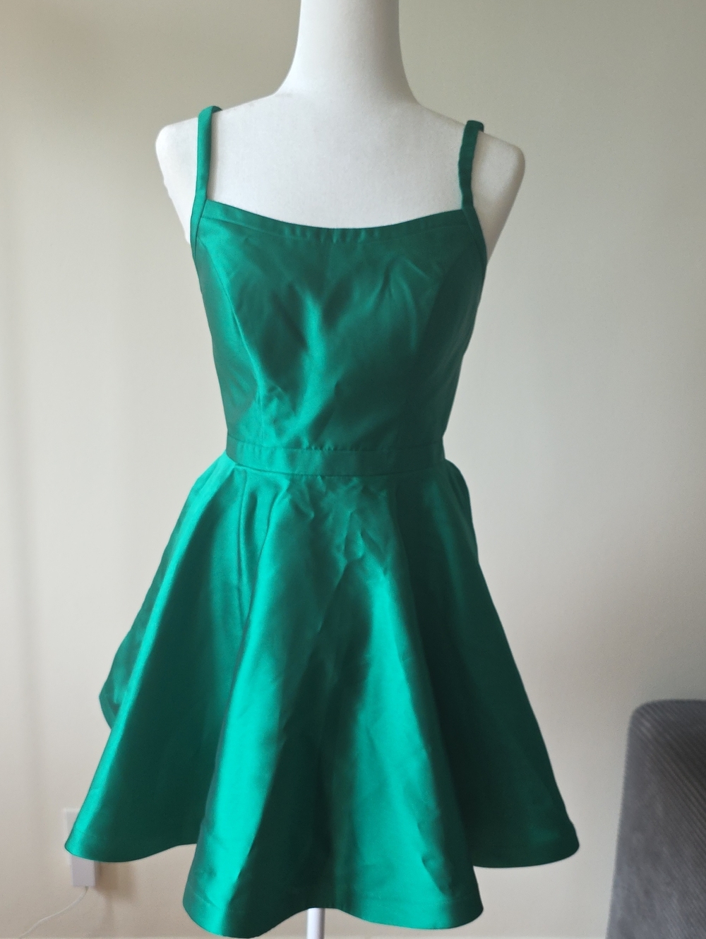 Camille La Vie Emerald Green Strap Fit-and-Flare Dress
